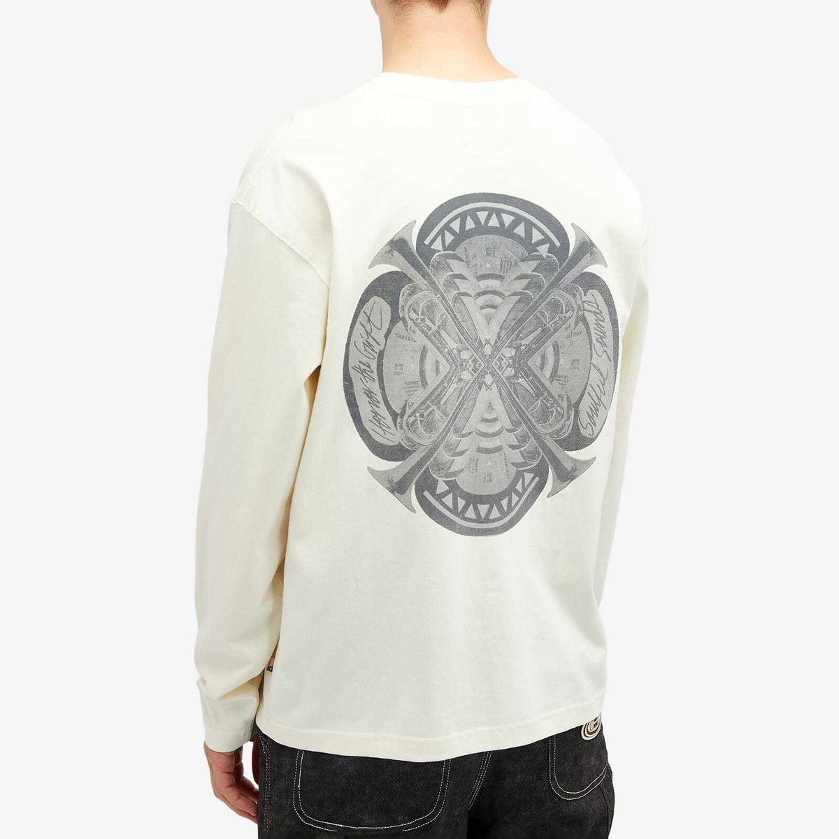 Honor the Gift Men's Long Sleeve Music Collage T-Shirt in Cream