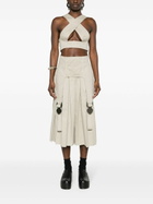Sinead O'Dwyer Neutral Pleated Wide-Leg Trousers