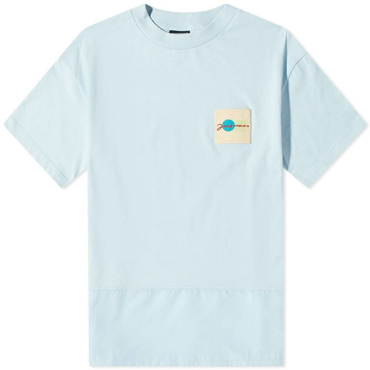 Photo: Jacquemus Men's Patch Logo T-Shirt in Light Blue