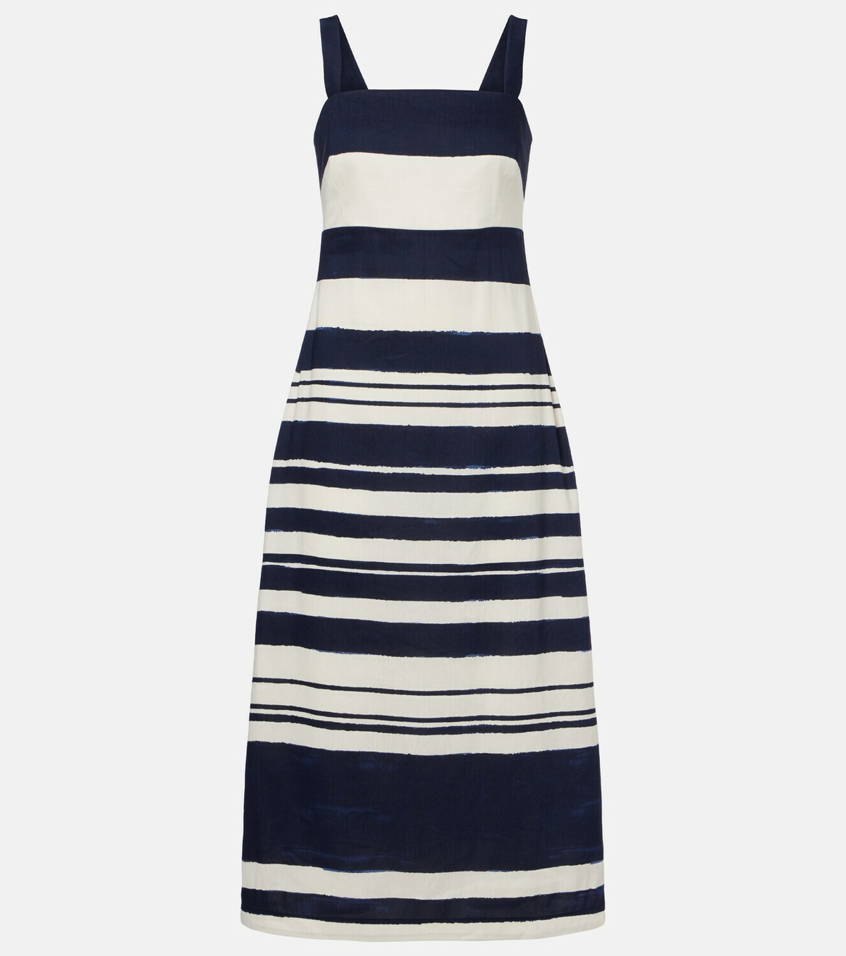 Veronica Beard Ella striped linen-blend midi dress