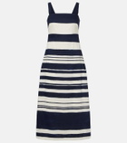 Veronica Beard Ella striped linen-blend midi dress