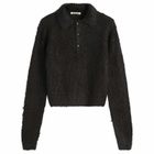 Auralee Women's Mohair Knit Polo in Ink Black