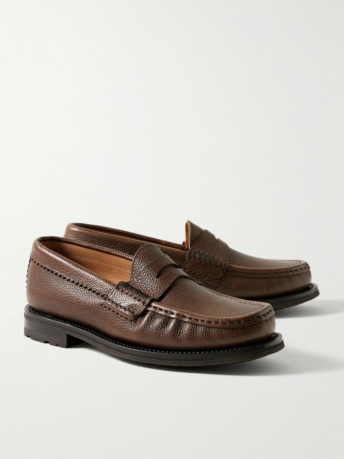 Yuketen - Rob's Pebble-Grain Leather Penny Loafers - Brown Yuketen