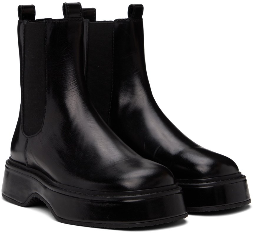 AMI Paris Black Square Toe Boots AMI