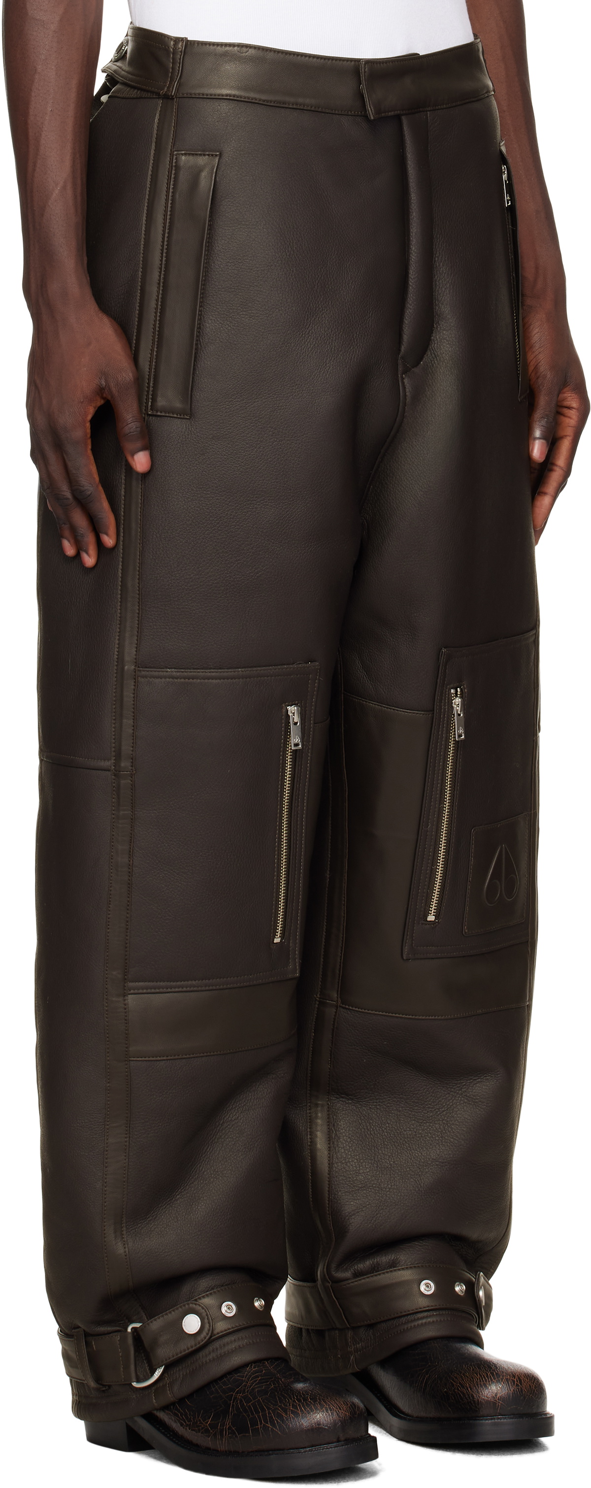 Moose Knuckles Brown Darrell Leather Pants