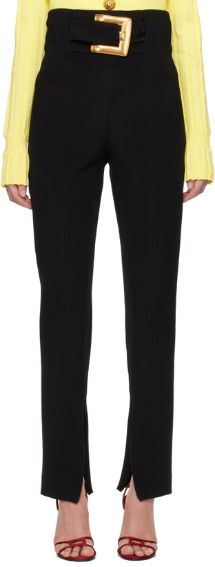 Photo: Balmain Black Stretch Belt Trousers