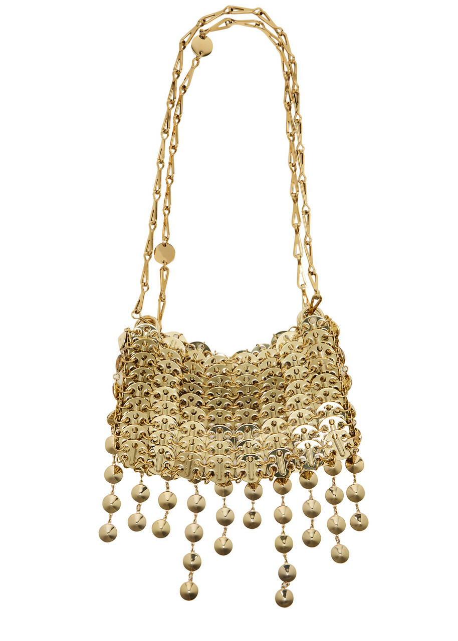 Rabanne 「1969 ナノ」ゴールドショルダーバック Rabanne 1969 Nano Crystal-embellished Disc Shoulder bag