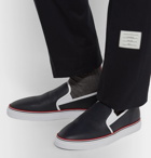 Thom Browne - Pebble-Grain Leather Slip-On Sneakers - Men - Navy