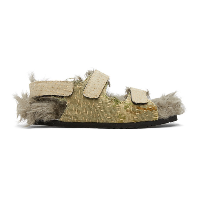 Photo: By Walid Beige Shearling Felix Sandals