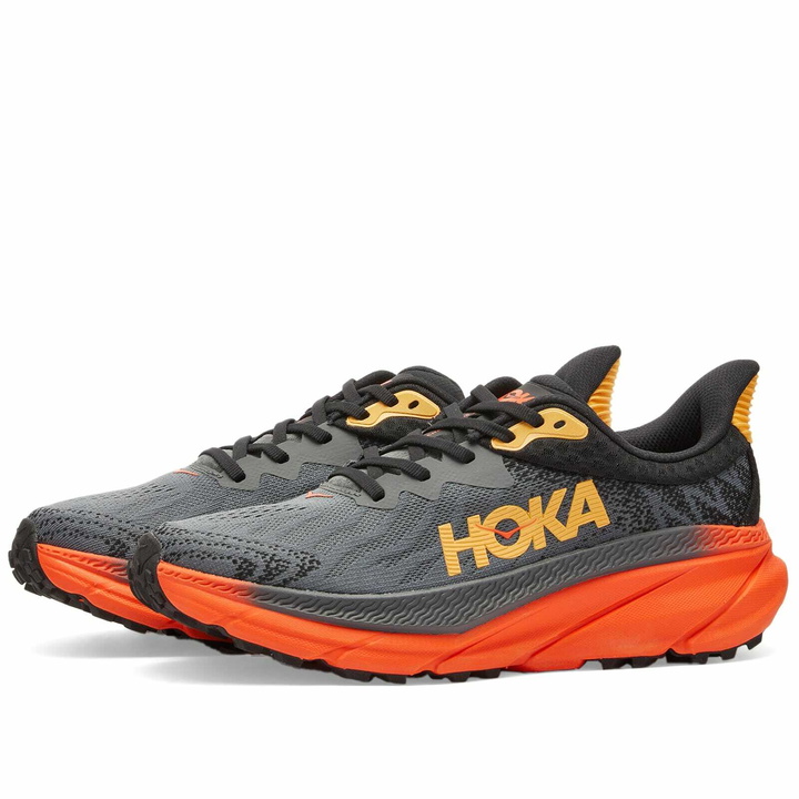 Photo: Hoka One One Men's Challenger Atr 7 Sneakers in Castlerock/Flame