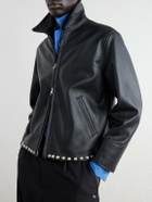 SECOND / LAYER - Rider Embellished Leather Jacket - Black