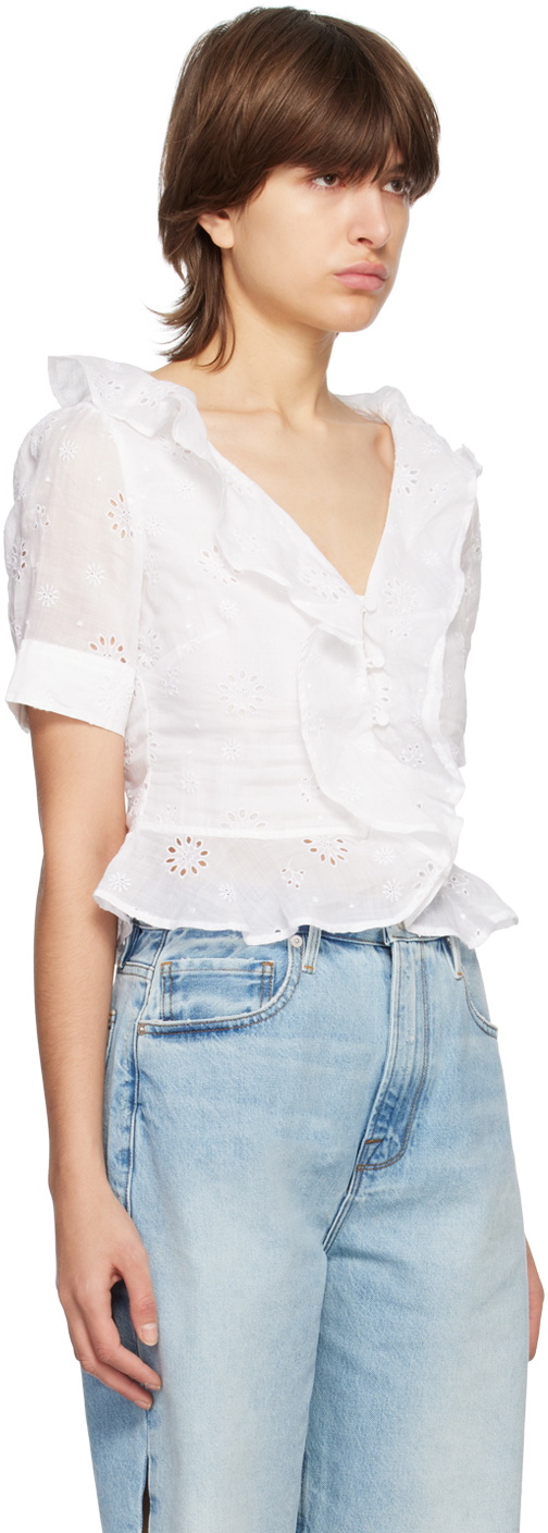 FRAME White Broderie Anglaise Blouse