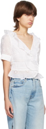 FRAME White Broderie Anglaise Blouse