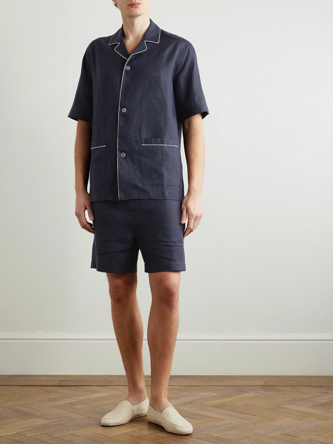 Zegna - Camp-Collar Oasi Linen Pyjama Set - Blue
