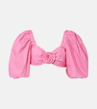 Adriana Degreas Floral-appliqué cotton-blend crop top