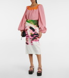 Dries Van Noten - Satin printed high-rise midi skirt