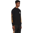 Palm Angels Black Long Sleeve Palms and Flames T-Shirt