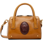 Versace Tan Roomy Small Leather Boston Bag