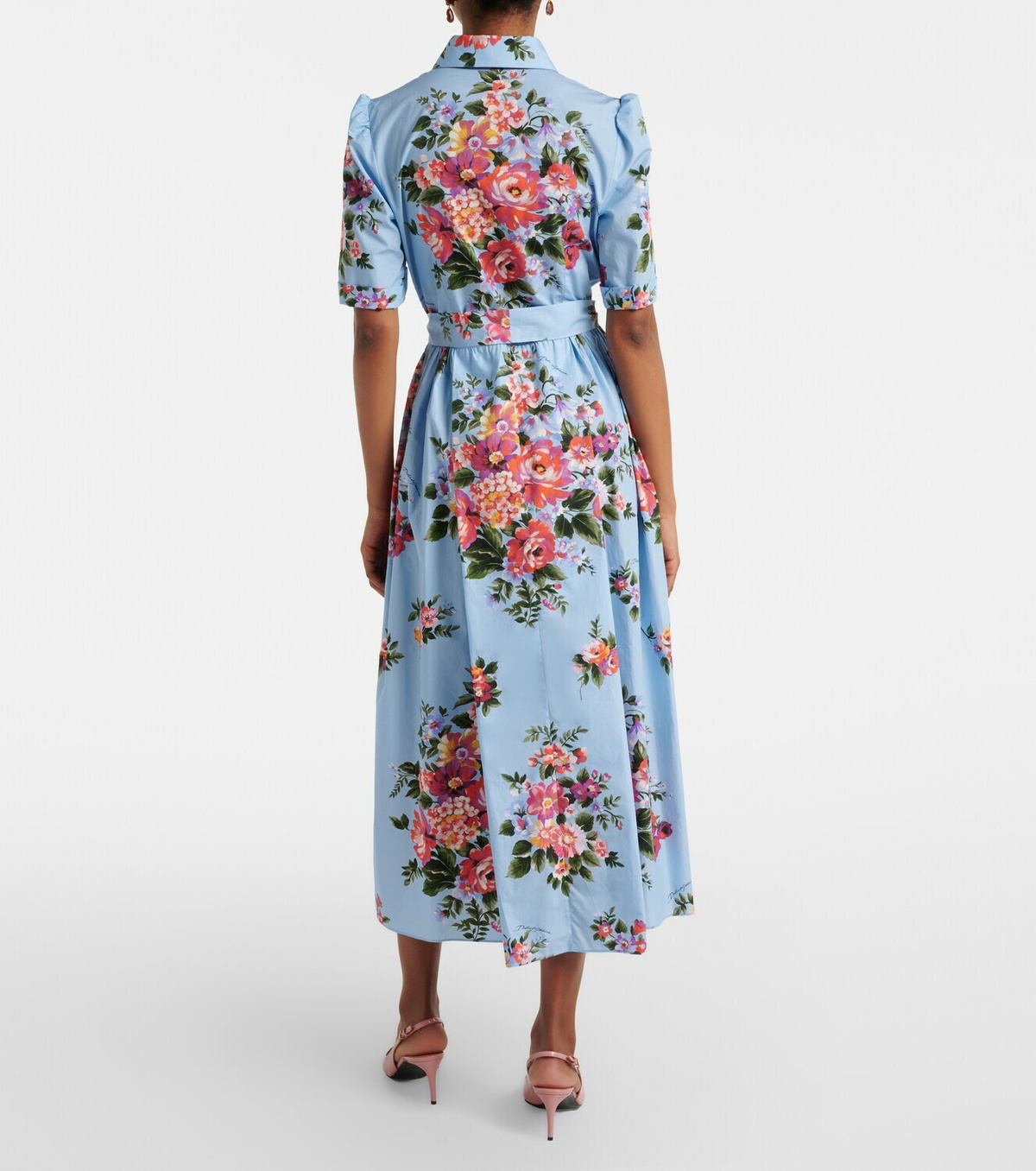 Dolce&Gabbana Floral belted cotton poplin shirt dress