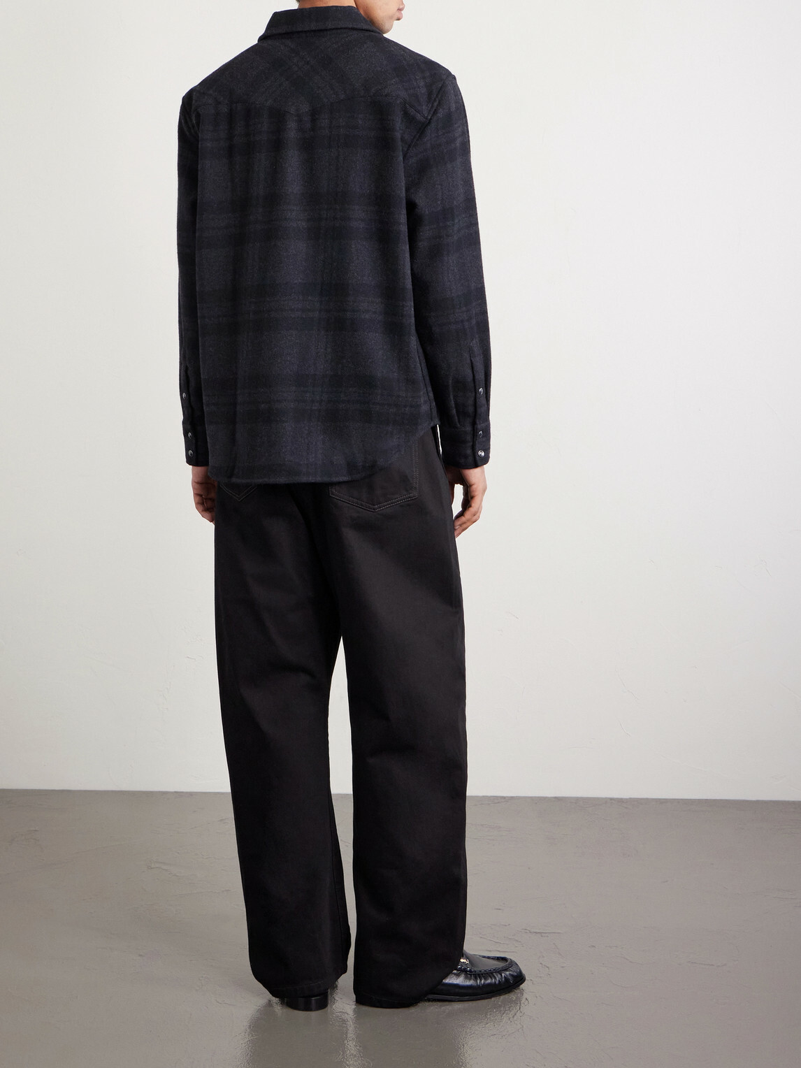 Nili Lotan - Travis Checked Cashmere Shirt - Black
