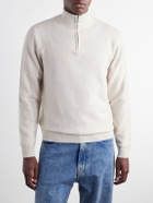 Mr P. - Wool and Cashmere-Blend Half-Zip Sweater - Neutrals