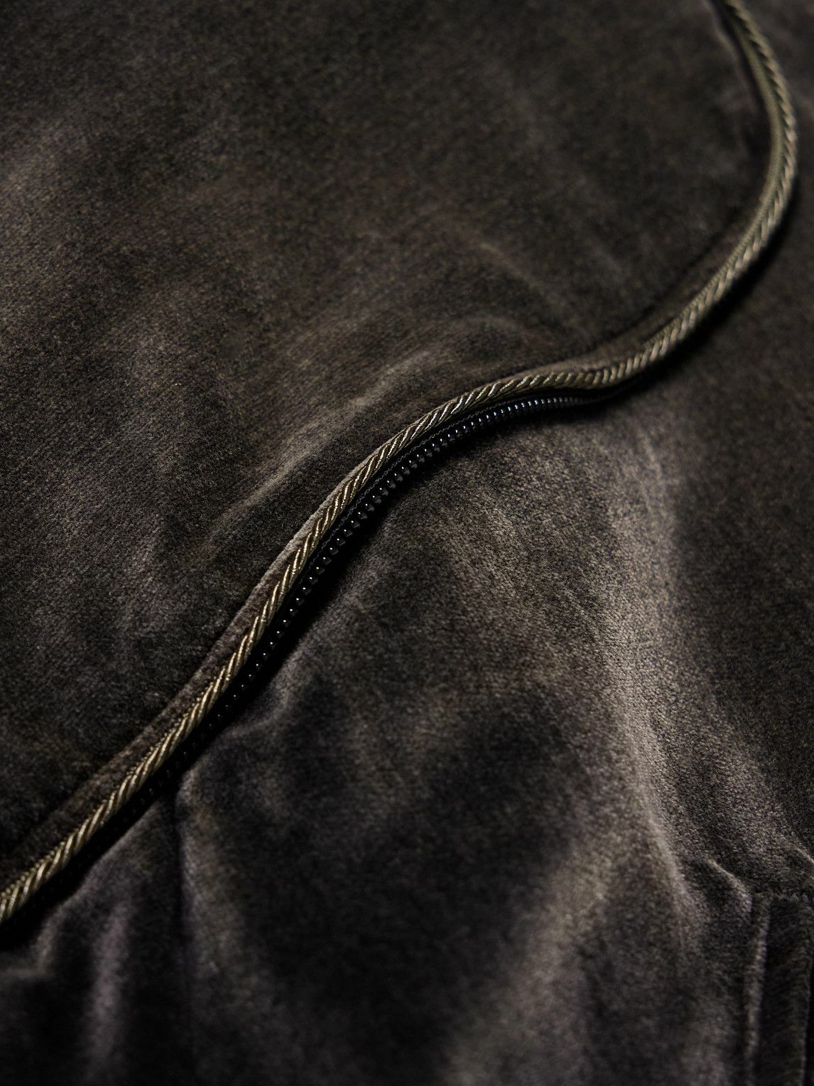 KAPITAL - Logo-Embroidered Zip-Detailed Cotton-Velvet Bomber Jacket - Black