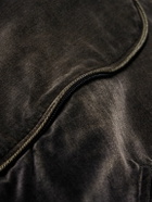 KAPITAL - Logo-Embroidered Zip-Detailed Cotton-Velvet Bomber Jacket - Black