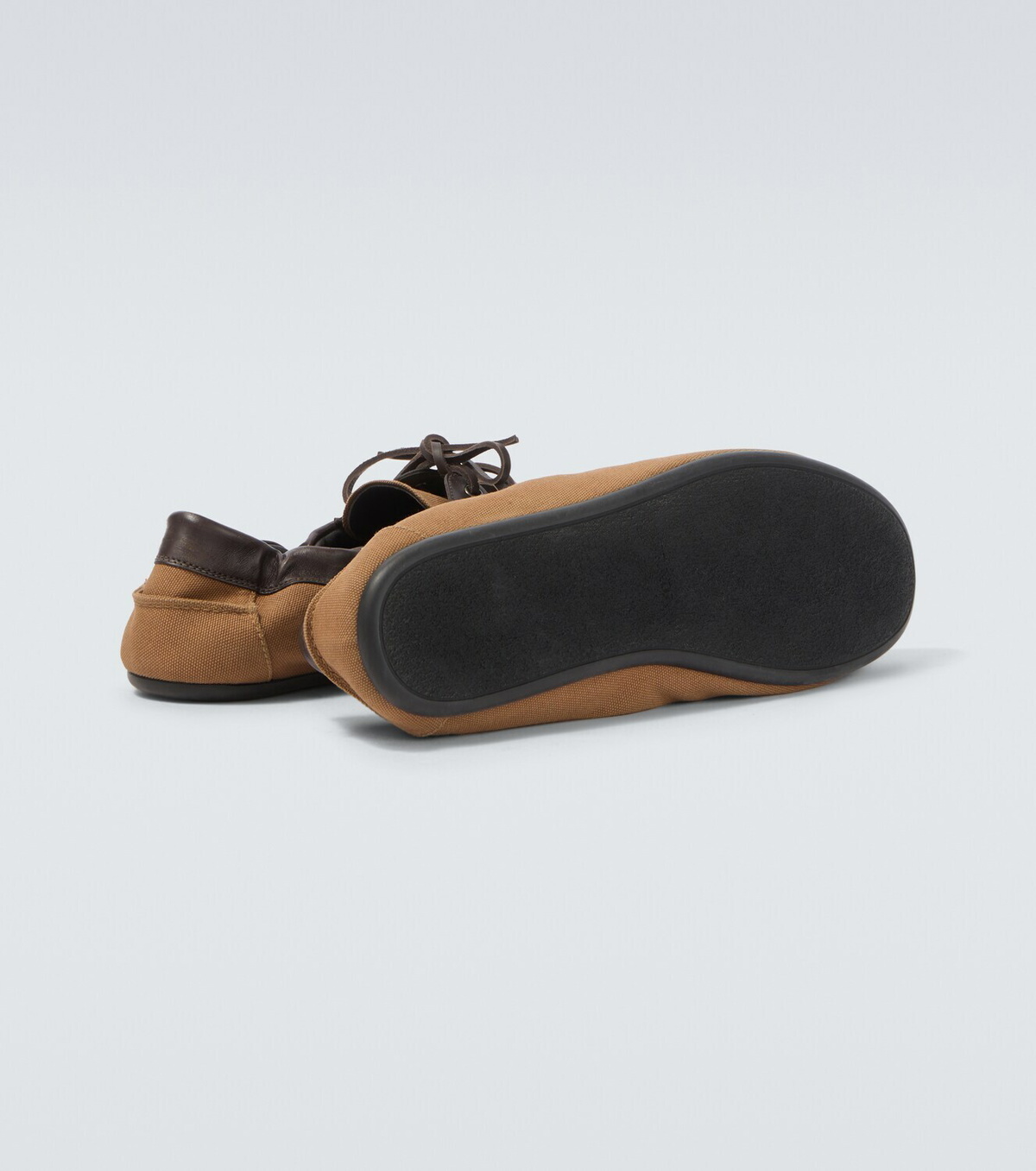 Prada Shuffle leather-trimmed canvas boat shoes