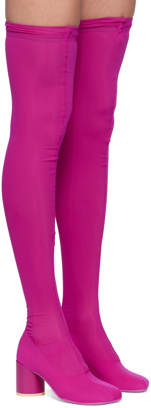 MM6 Maison Margiela Pink Thigh-High Sock Boots