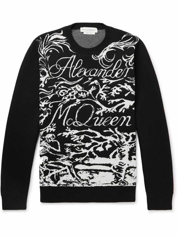 Photo: Alexander McQueen - Wool-Blend Jacquard Sweater - Black
