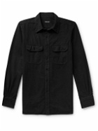 TOM FORD - Panama Garment-Dyed Brushed-Cotton Shirt - Black