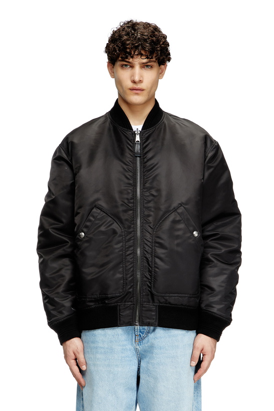 Photo: Diesel Bomber jacket in padded nylon with Oval D - Jackets Mens in Black
