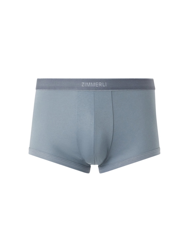 Photo: Zimmerli - Sea Island Cotton Boxer Briefs - Blue