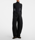 Alaïa Shearling-lined suede Mary Jane flats