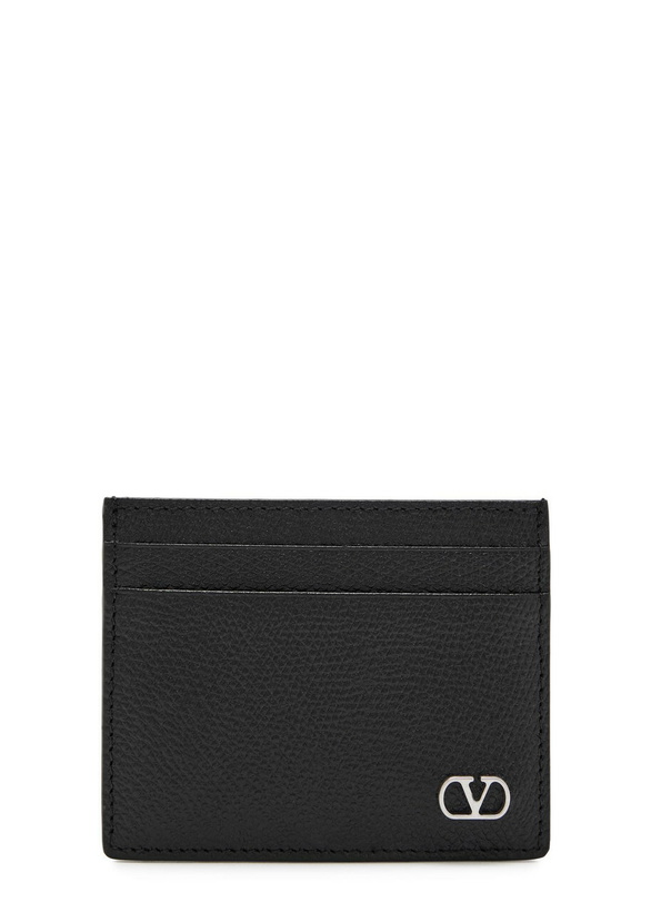 Photo: Valentino Garavani Vlogo Pebbled Leather Card Holder - Black - One Size