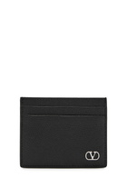 Valentino Garavani Vlogo Pebbled Leather Card Holder - Black - One Size