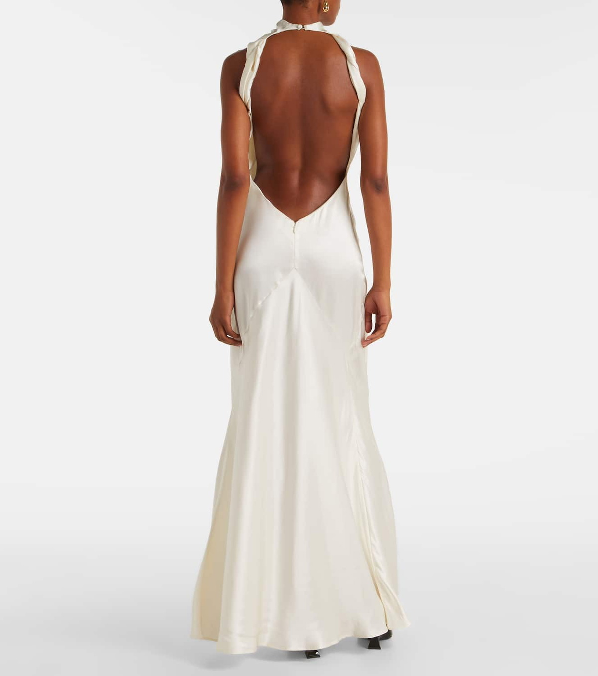 The Attico Gathered halterneck satin gown