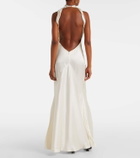 The Attico Gathered halterneck satin gown