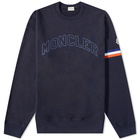 Moncler Men's Tricolor Tape Crew Sweat in Navy