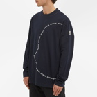 Moncler Men's Long Sleeve Macro Logo T-Shirt in Navy