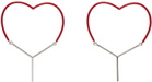 Y/Project Red & Silver Mini Y Heart Earrings