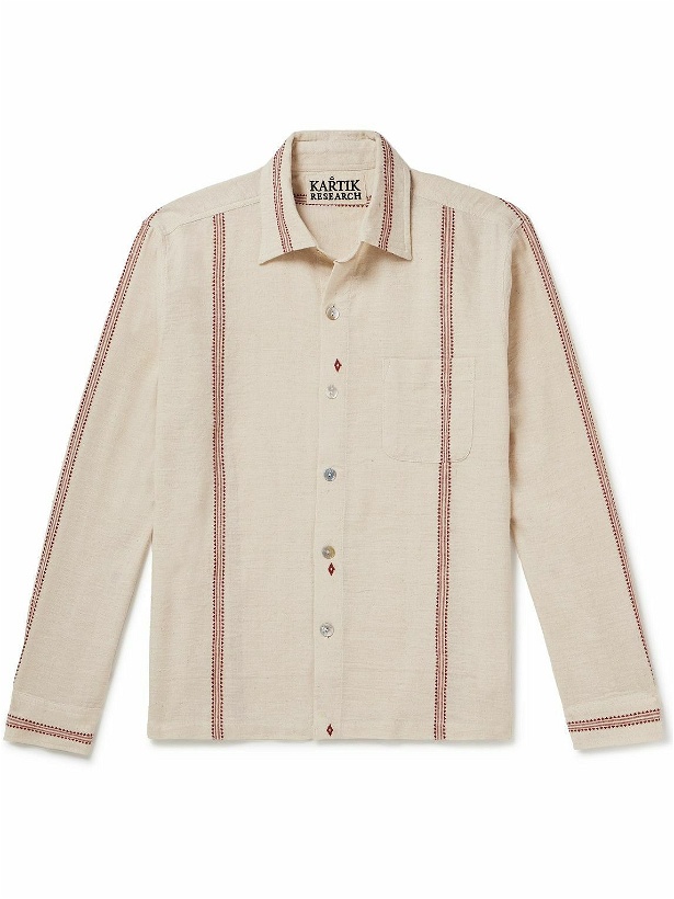Photo: Kartik Research - Embroidered Cotton-Jacquard Shirt - Neutrals