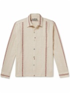 Kartik Research - Embroidered Cotton-Jacquard Shirt - Neutrals