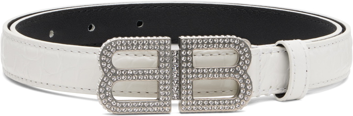 Photo: Balenciaga White BB Hourglass Thin Belt