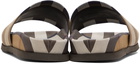 Burberry Brown Cotton Check Slides