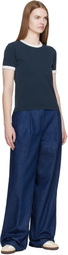 A.P.C. Navy Crop Manche Courte Contrast T-shirt