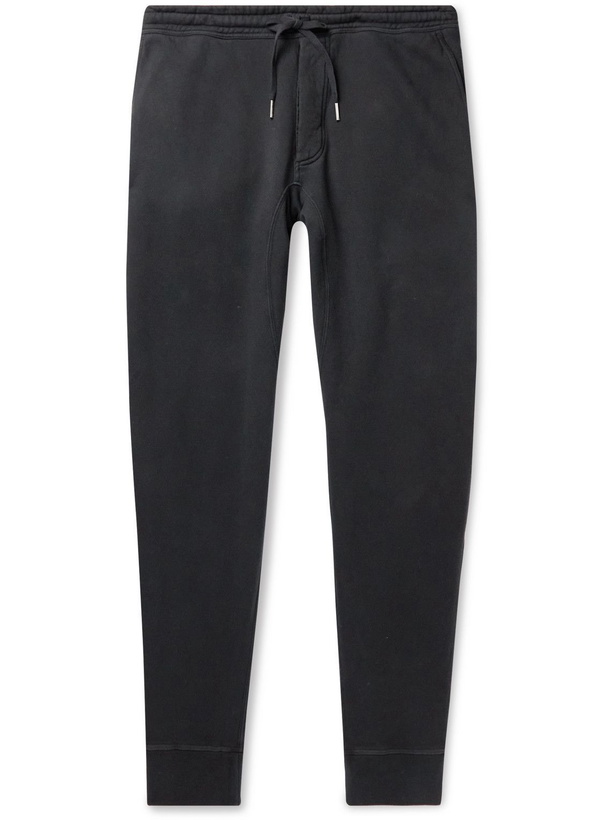 Photo: TOM FORD - Tapered Garment-Dyed Cotton-Jersey Sweatpants - Black