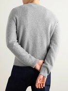 TOM FORD - Slim-Ft Logo-Embroidered Brushed-Cashmere Sweater - Gray