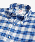 Brooks Brothers Men's Madison Relaxed-Fit Sport Shirt, Oxford Plaid | Blue/White