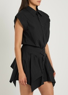 Alexanderwang.t Asymmetric Cotton Shirt Mini Dress Black